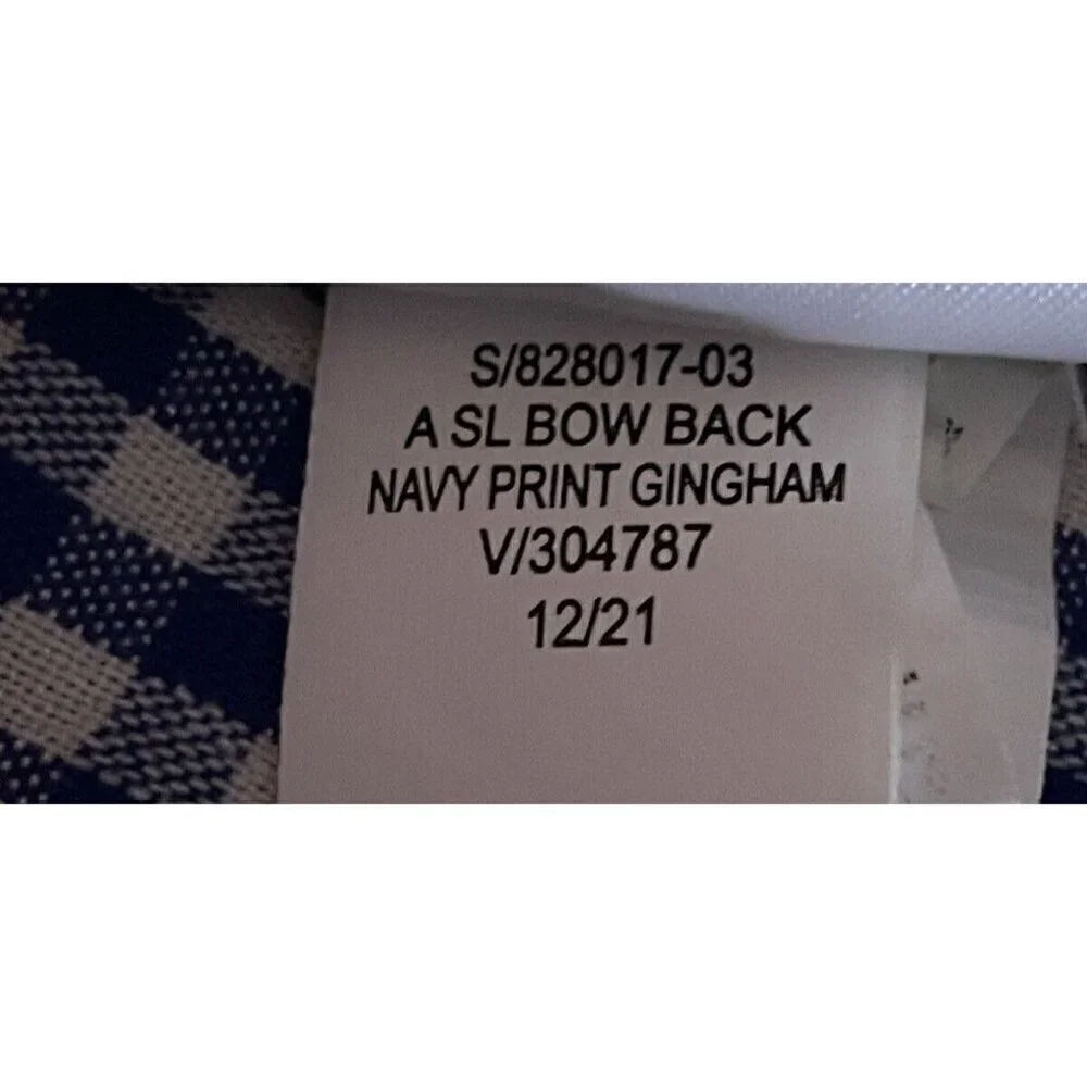 Old Navy Girl Cami Top Size XS 5 Navy Gingham SL Bow Back Adjustable Straps